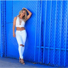 White Sexy High Waist Jeans Women Fashion Denim Trousers PQTSL017B