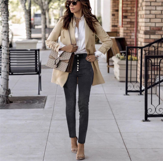 Black Fashion Denim Trousers Sexy High Waist Jeans For Women PQTOP323