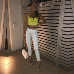 High Waist White Sexy PU Pants Faux Leather Trousers Women PQANZ-8HWSWL