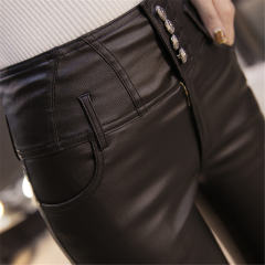 Sexy PU Hight Waist Trousers Skinny Faux Leather Pants for Women PQ4916