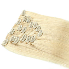 8Pcs Per Set Clip in Human Hair Wig Silky Straight Hair Extension PQ#60A