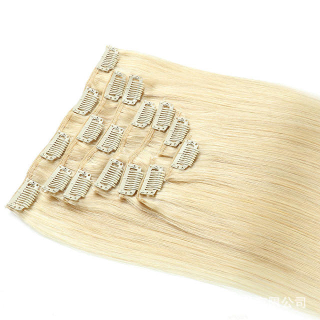 8Pcs Per Set Clip in Human Hair Wig Silky Straight Hair Extension PQ#60A