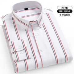 Business Casual Shirt Thick Stripes Shirt For Men Long Sleeve Cotton Tops PQ2116