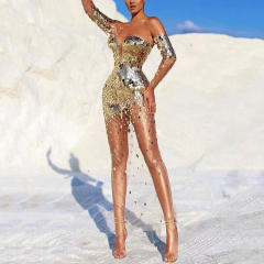 Sexy Off Shoulder Club Dresses For Women Fashion Sequin Party Dress PQ8129