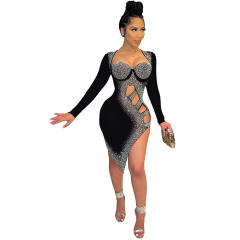 Apricot Fashion Sequin Mini Dress For Women Sexy Slim Club Dresses PQ2123B