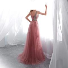 Pink Sequin Evening Party Dresses Sexy Women High Split Prom Dress PQYQ019