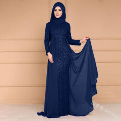 Elegant Muslim Dress Women Fashion Sequin Middle Eastern National Dresses PQ1409