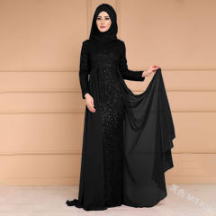 Elegant Muslim Dress Women Fashion Sequin Middle Eastern National Dresses PQ1409