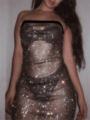 Black Sheet Sequin Sexy Dresses Women Off Shoulder Mini Dress PQ0279