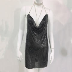 Silver Sequin Night Clubwear Women Sexy Backless Mini Dress PQ0141B