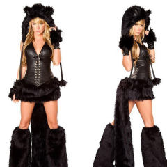Winter Faux Fur Cat Carnival Uniform Sexy Cosplay Animal Costume PQ80356
