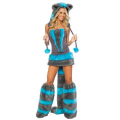 Sexy Carnival Cosplay Wolf Costume Winter Faux Fur Animal Uniform PQ80361