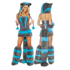 Sexy Carnival Cosplay Wolf Costume Winter Faux Fur Animal Uniform PQ80361