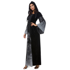 Skull Print Witch Vampire Costume Queen Dress Halloween Costume PQ25856