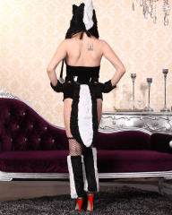 Faux Fur Skunk Carnival Uniform Sexy Cosplay Animal Costume PQ80628