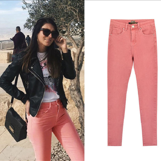 Pink Hight Waist Jeans For Women Skiny Denim Pants PQTOP6670