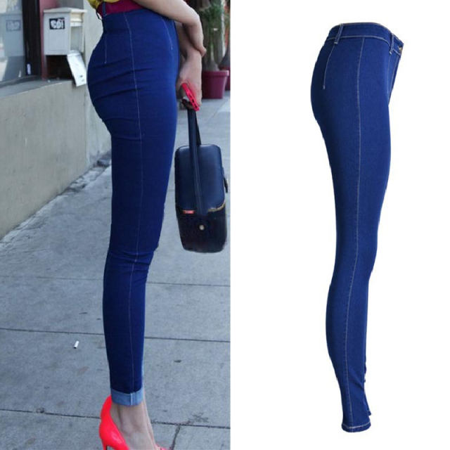 Blue Slim Hight Waist Jeans For Women Skinny Denim Pants PQTOP023