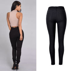 Black Hight Waist Ripped Jeans For Women Hole Denim Pants PQTOP6621
