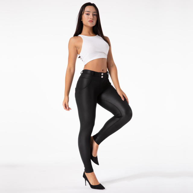 Original Factory Quality Matt Black PU Bubble Butt Pants PQANZ-13013