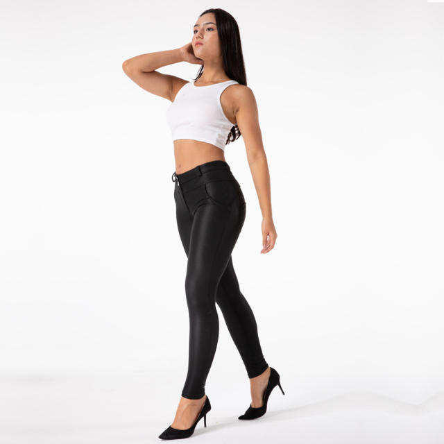 Original Factory Quality Matt Black PU Bubble Butt Pants PQANZ-13013
