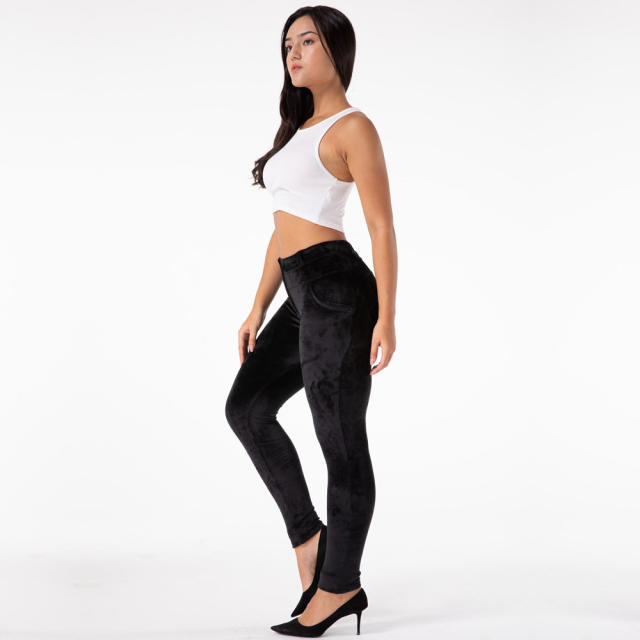 Original Factory Quality Black Velvet  Hight Waist Jeans PQANZ-51051