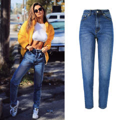 Blue Pencil Denim Pants Hight Waist SkinnyJeans Women PQTOP326