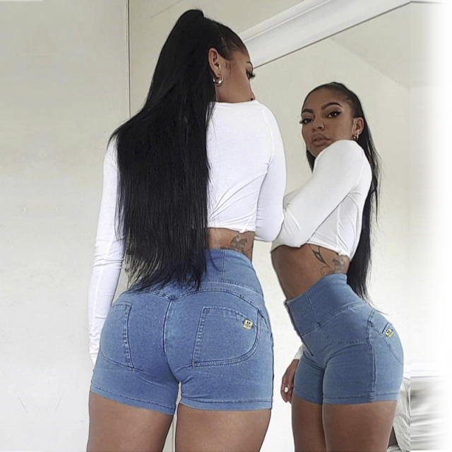 Original Factory Quality Dark Blue High Waist Bubble Butt Shorts PQANZ-68SHD-A