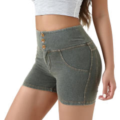 Black High Waist Fitness Wear For Women Bubble Butt Shorts PQF121B
