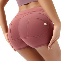 Black Mid Waist Fitness Shorts For Women Bubble Butt Sport Wear PQF122A