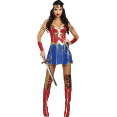 Sexy Super Hero Fancy Dress DC Comic Wonder Woman Costume PQ2882
