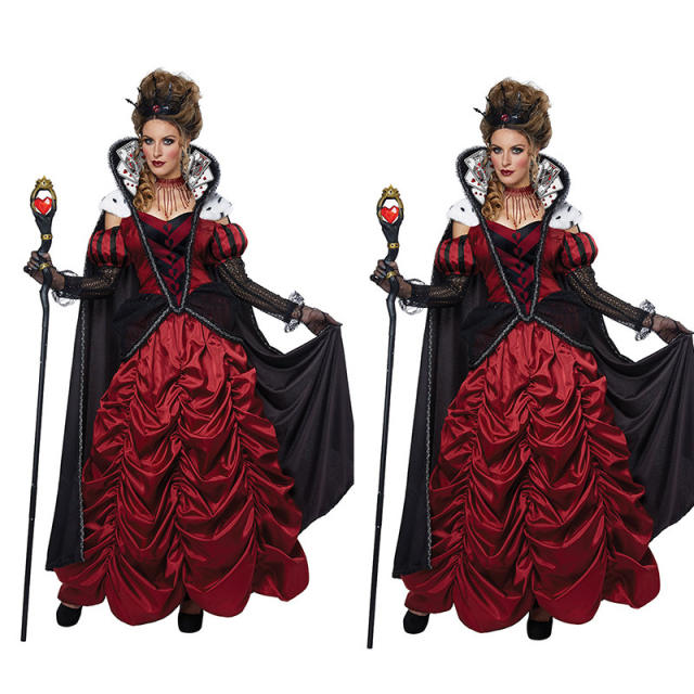 Halloween Alice in Wonderland Costume Red Queen Performance Fancy Dress PQ00024