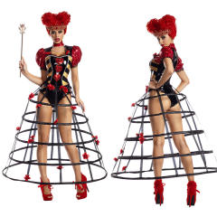 Red Heart Princess Costume Peach Heart Queen Cosplay Birdcage Dress PQ0011