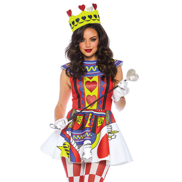 Halloween Queen of Hearts Costume Playing Card Hearts Sexy Dress PQ00016