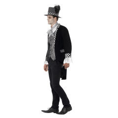 Men Mad Hatter Magician Uniform Alice in Wonderland Costume PQ008