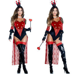 Carnival Poker Costume Halloween Cosplay Queen of Hearts Bodysuit PQ00020