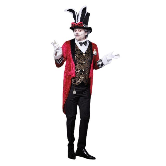 Men Bunny Cosplay Outfits Alice in Wonderland Magician Costume PQA001B