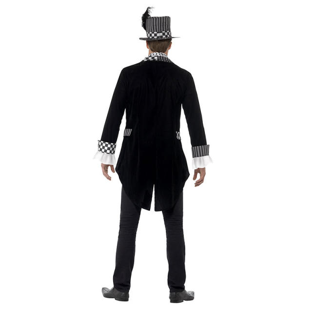 Men Mad Hatter Magician Uniform Alice in Wonderland Costume PQ008