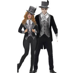 Men Mad Hatter Magician Uniform Alice in Wonderland Costume PQ008
