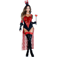 Carnival Poker Costume Halloween Cosplay Queen of Hearts Bodysuit PQ00020