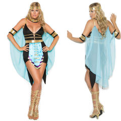 Blue Queen of Egypt Fancy Dress Sexy Halloween Indian Costume PQ1243B
