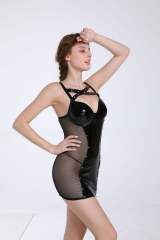 Faux Leather Clubwear Steampunk PU Club Dresses PVC Fetish Wear PQ1004