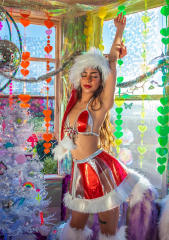Laser Christmas Uniform Women Santa Costume Xmas Fancy Dresses PQ971951A