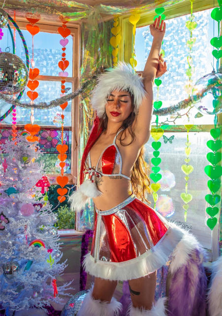 Laser Christmas Uniform Women Santa Costume Xmas Fancy Dresses PQ971951A