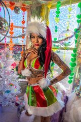 Laser Christmas Uniform Women Santa Costume Xmas Fancy Dresses PQ971951A
