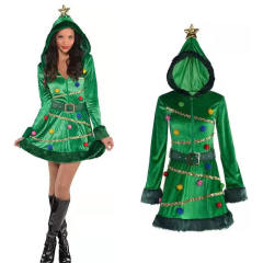 Christmas Tree Costume Women Santa Uniform Xmas Fancy Dress PQ6588