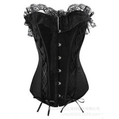 Black Court Overbust Corset For Women Sexy Corselet PQH107