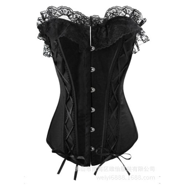 Black Court Overbust Corset For Women Sexy Corselet PQH107