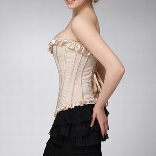 Champagne Color Overbust Corselet For Women Sexy Corset PQH91