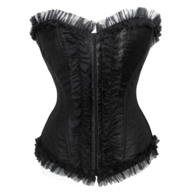 Red Sexy Satin Glue Bone Bustiers Overbust Corset For Women PQ1085A