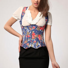Floral Print Under bust Corset For Women Sexy Glue Bone Corselet PQBX08